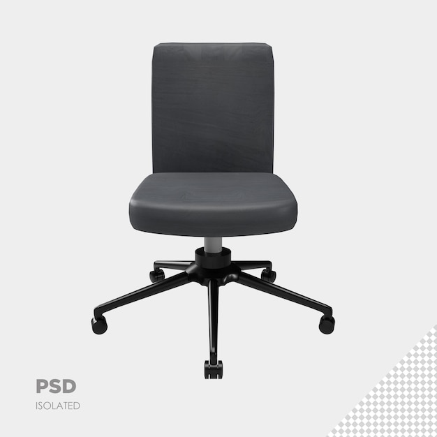 PSD close-up na cadeira do escritório 3d isolado premium psd