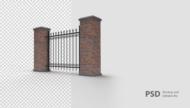 PSD close-up na cerca na renderização 3d isolada