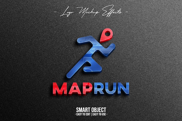 Close-up na maquete do logotipo com maprun