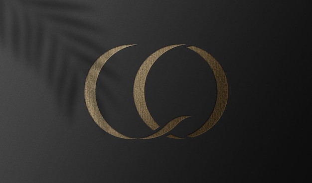 Close-up na maquete do logotipo dourado