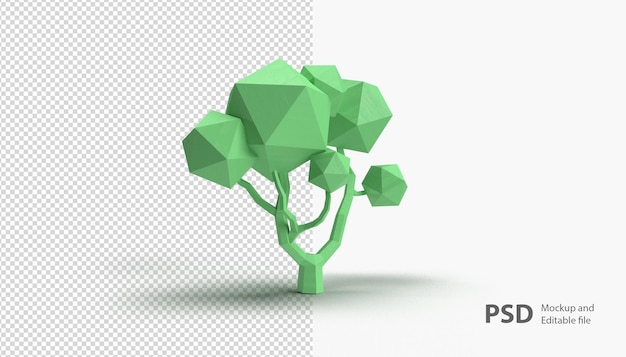 Close-up na renderização de planta lowpoly