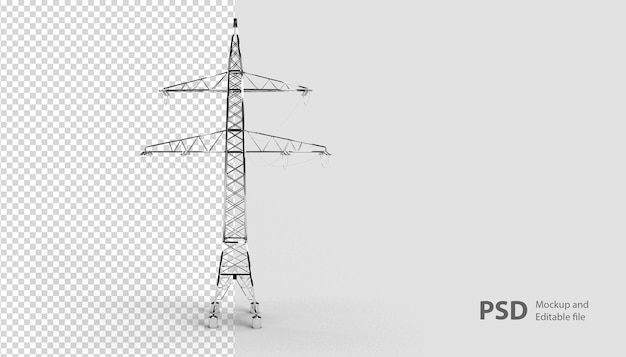 PSD close-up na torre de iluminação em renderização 3d isolada