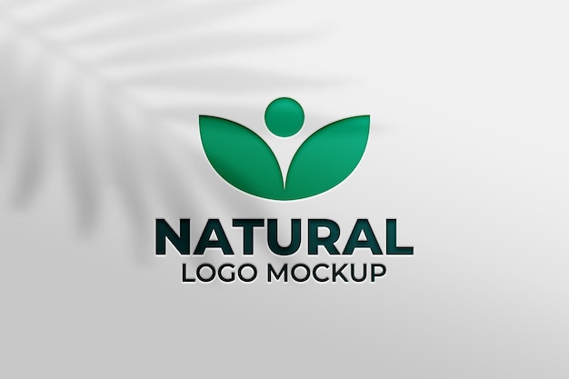 PSD close-up no design da maquete do logotipo natural