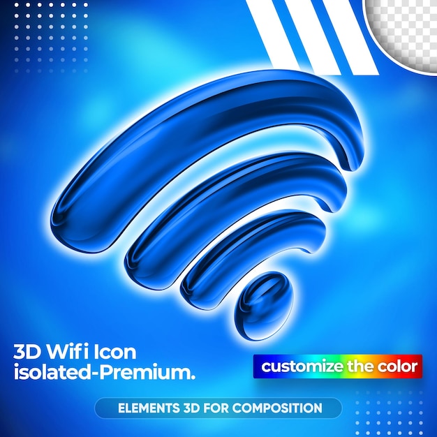 PSD close-up no design de renderização 3d da rede wi-fi