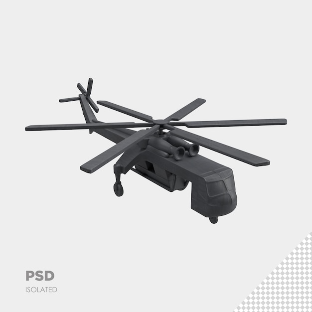 Close-up no helicóptero 3d isolado premium psd