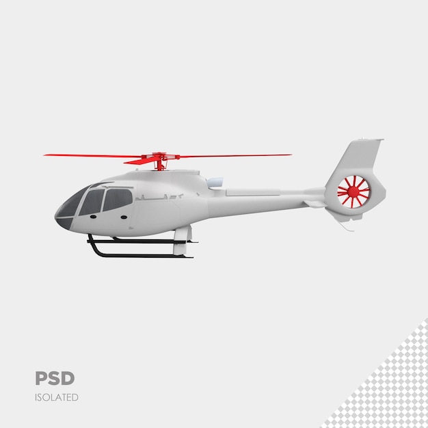 Close-up no helicóptero 3d isolado premium psd