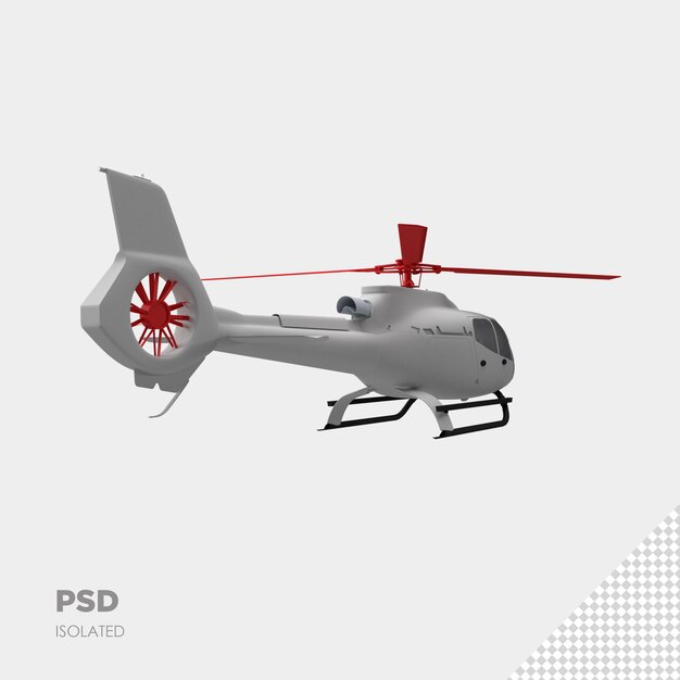 Close-up no helicóptero 3d isolado premium psd