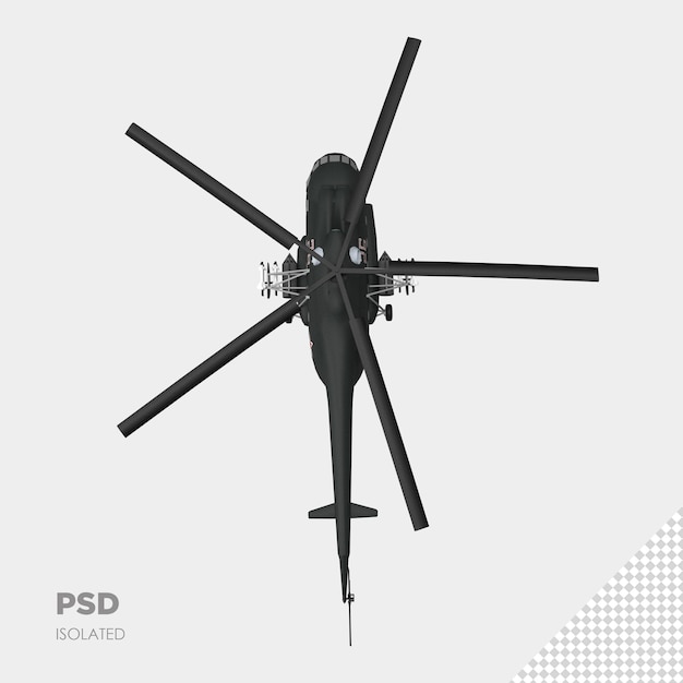 PSD close-up no helicóptero 3d isolado premium psd