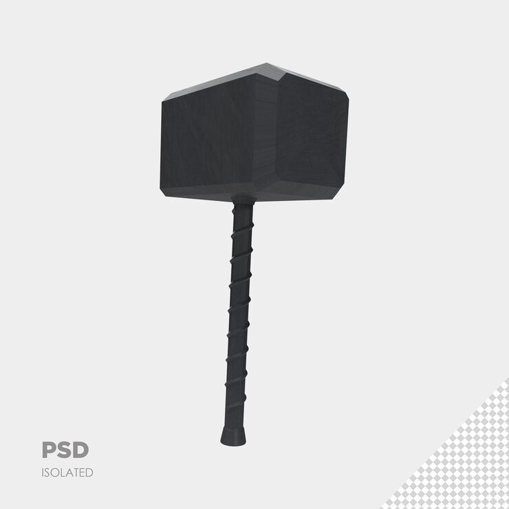 PSD close-up no martelo 3d isolado premium psd