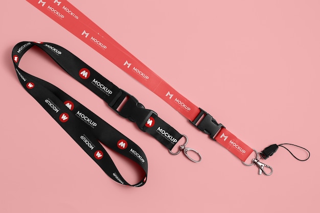 Close-up no projeto de maquete de lanyard