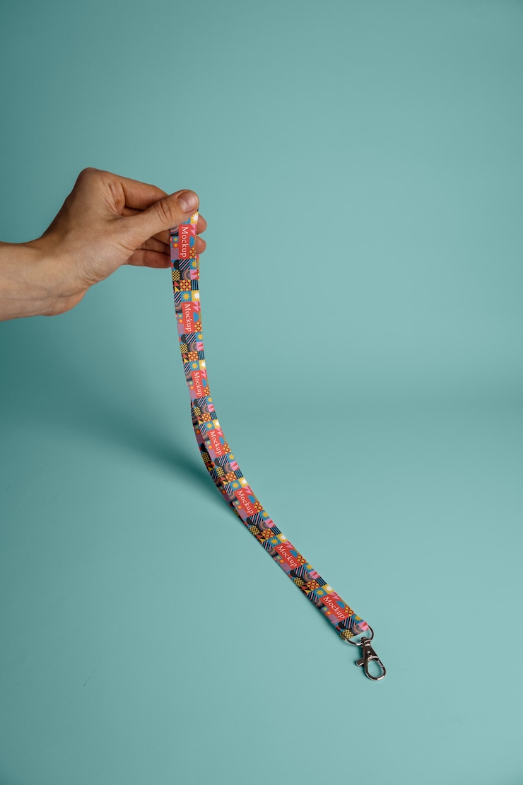 PSD close-up no projeto de maquete de lanyard