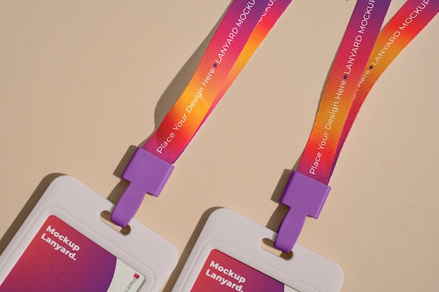 Close-up no projeto de maquete de lanyard