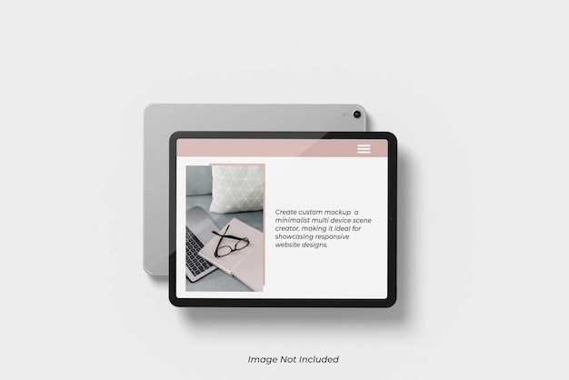 PSD close-up no tablet device mockup isolado
