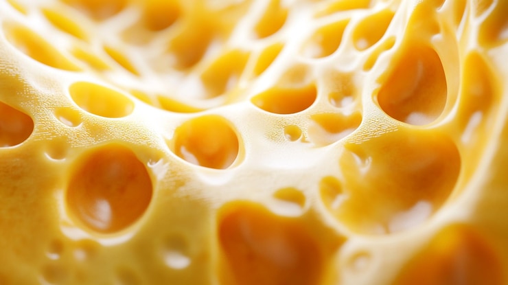 PSD close-up of a swiss cheese with holes