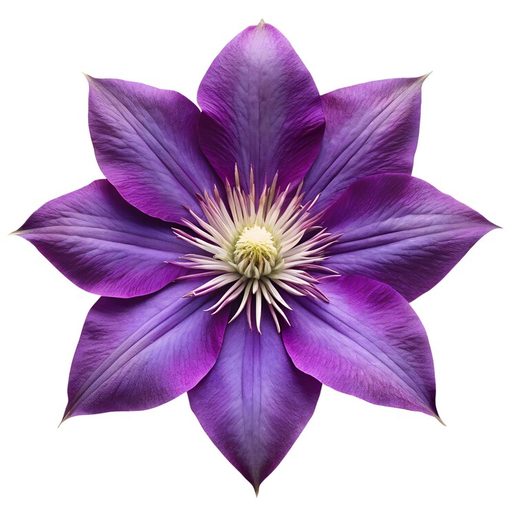 PSD close-up of a beautiful purple clematis flower in full bloom
