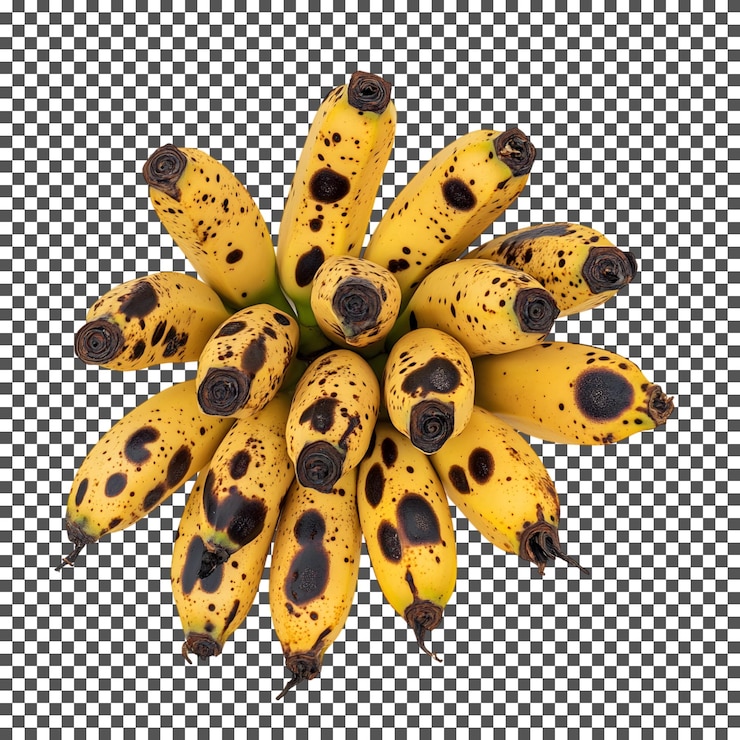 PSD close-up of a bunch of ripe bananas with dark spots