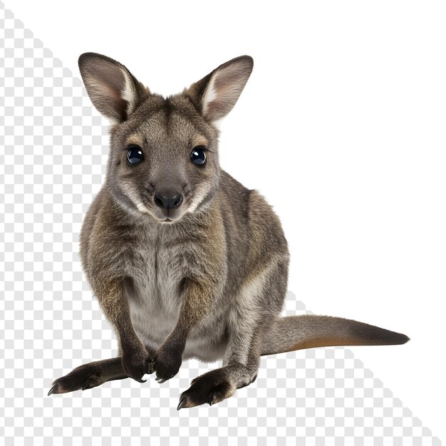Close-up of a cute wallaby sitting and looking at the camera