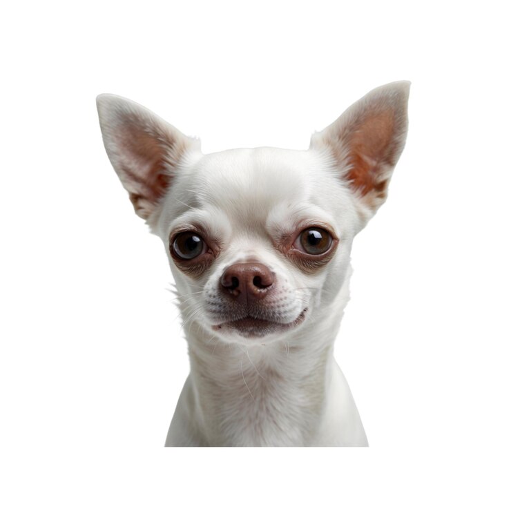 PSD close-up of a cute white chihuahua looking at the camera