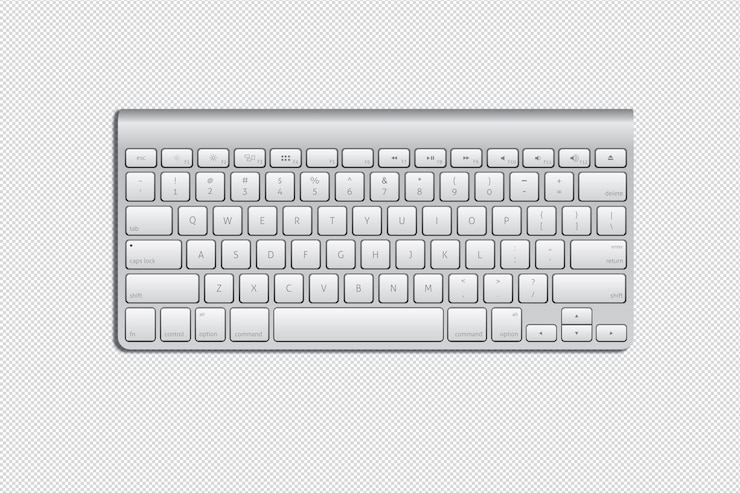 PSD a close-up of a white aluminum keyboard