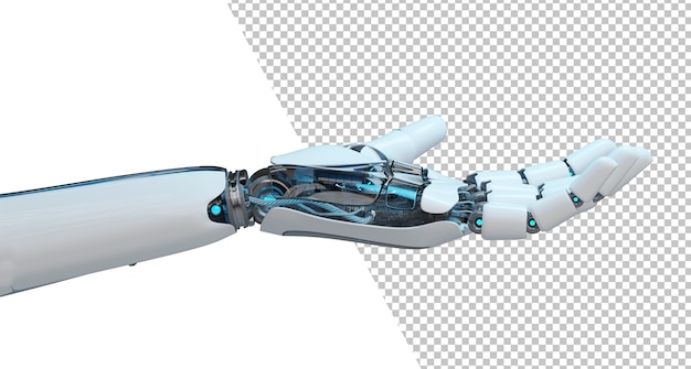 Close up on cut out open robot hand isolated