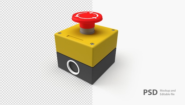 close up on emergency button isolated