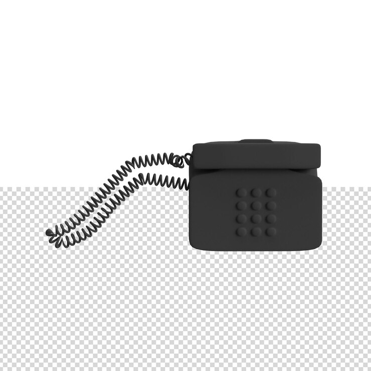 PSD close up on old telephone isolated