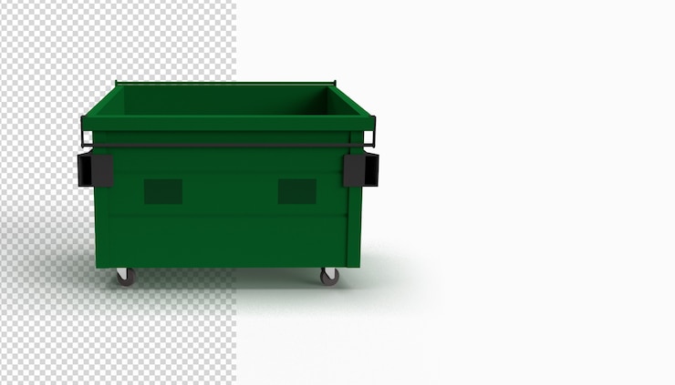 PSD close up on trash box isolated