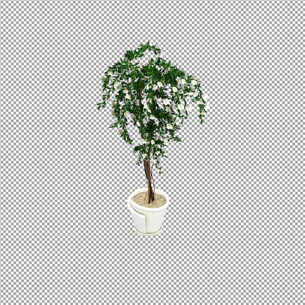 Close up pada bunga di dalam vas dalam rendering 3D