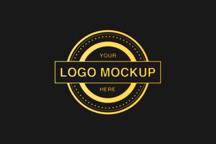 PSD close up pada mockup logo di kertas hitam