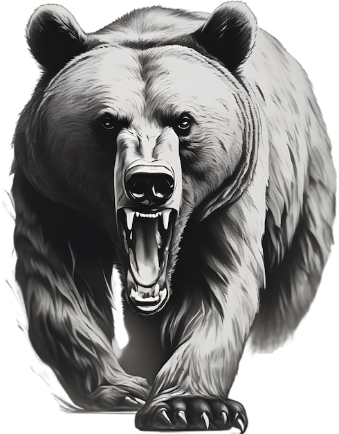 PSD close up painting of a ferocious bear