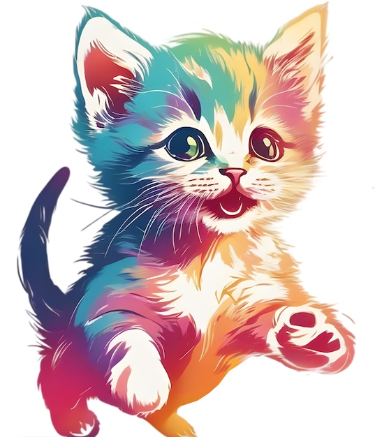 PSD close up painting of a cute kitten