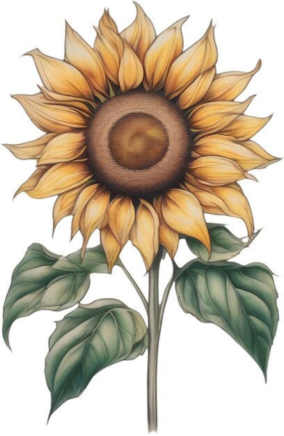 PSD close up painting of a sunflower