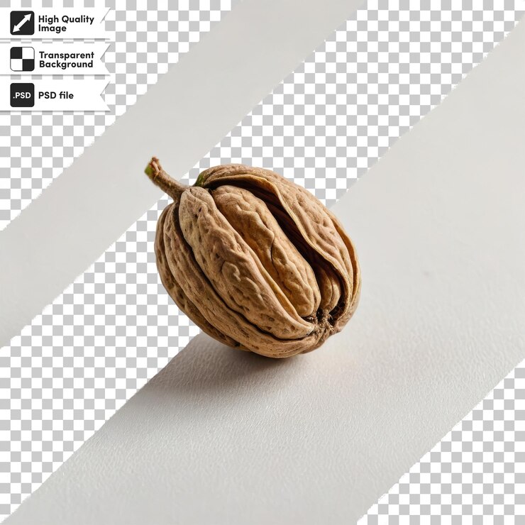 PSD close-up psd de nueces en fondo transparente con capa de máscara editable
