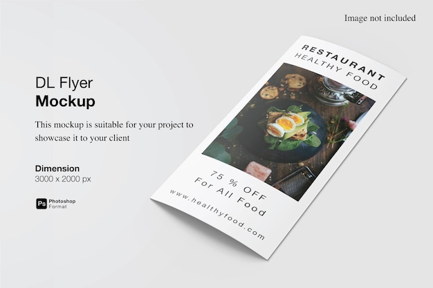 Close up realistico DL Flyer Mockup Design isolato