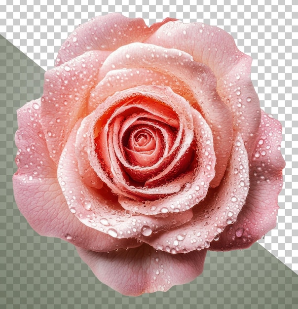 Close-up d'une rose rose rose avec des gouttelettes découpées png