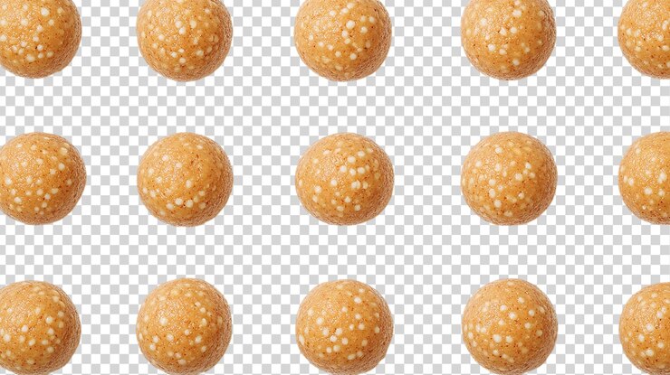 PSD close-up view of delicious golden laddu sweets isolated on transparent background