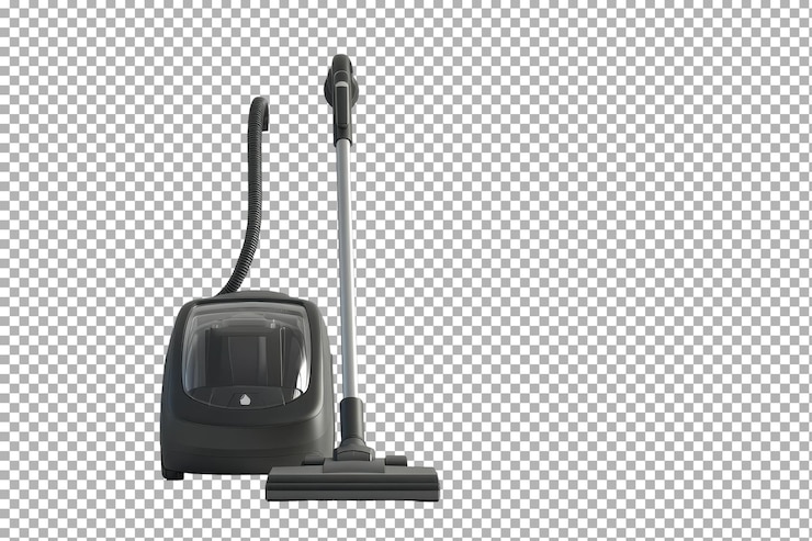 PSD closeup de un cable de alimentación de aspiradora que destaca el diseño duradero y la flexibilidad con aislado en un fondo transparente