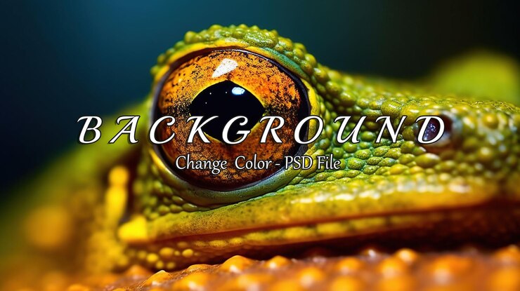 PSD closeup de um olho de sapo verde vibrante capturando detalhes intrincados e texturas únicas com padrões coloridos que evocam fascínio e maravilha na fotografia da natureza