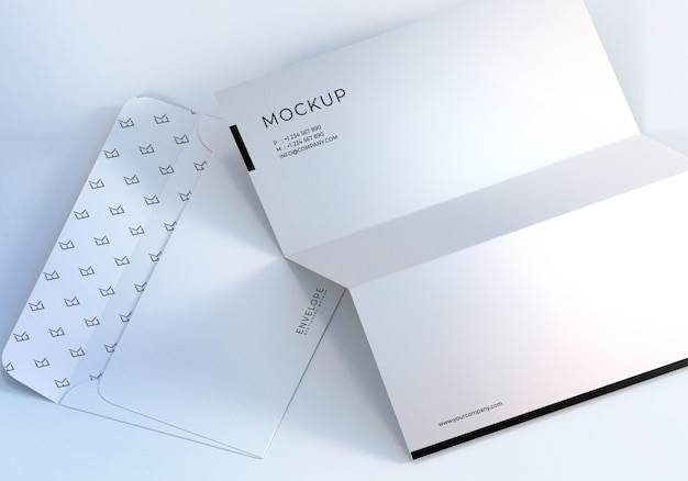 Closeup monarch envelope und letterhead design mockup