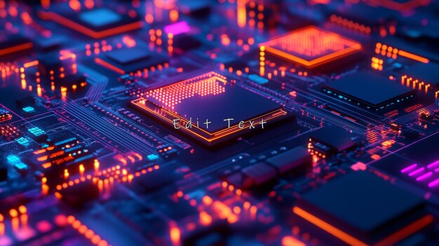 closeup of a glowing central processing unit on a circuit board