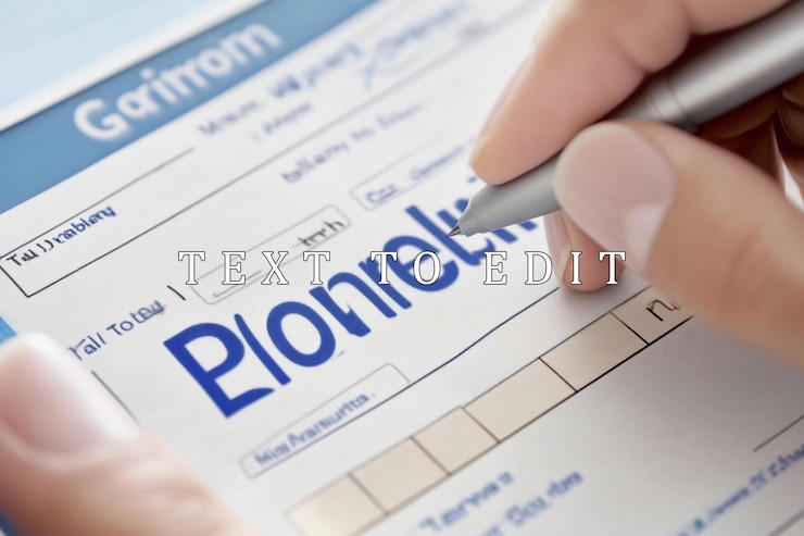 PSD closeup of a hand filling out a prescription form focusing on the word prescription
