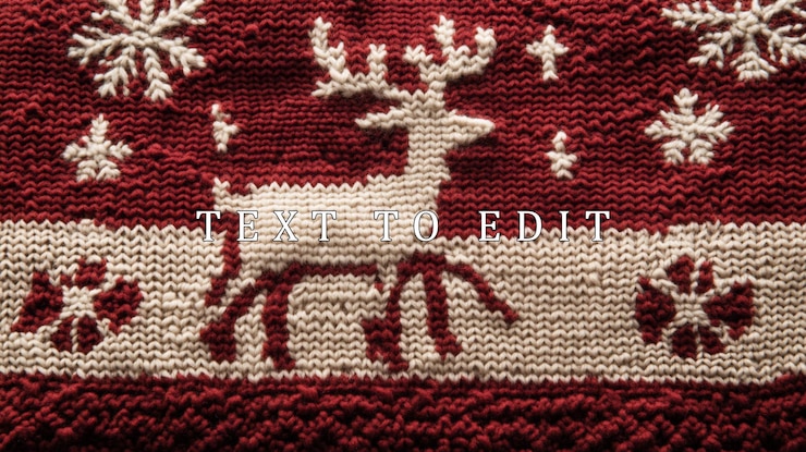 PSD closeup of a knitted christmas sweater with a reindeer and snowflake pattern
