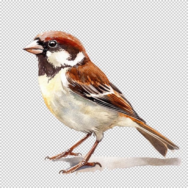Closeup of a Sparrow Bird on transparent background