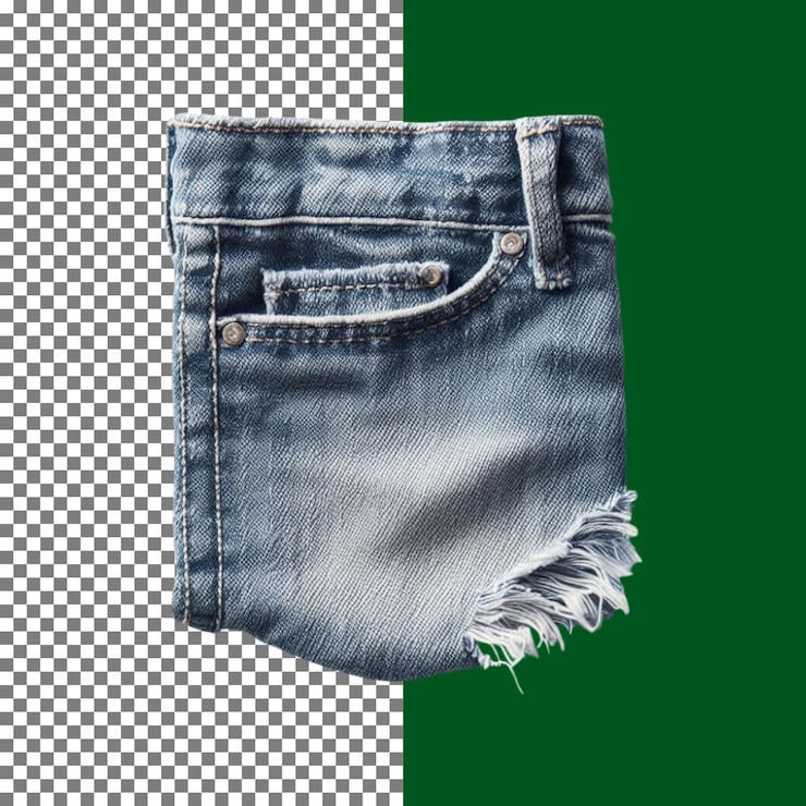 PSD closeup of fashionable frayed denim pocket for creative use on transparent background png psd