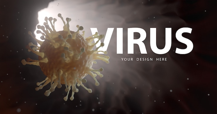 PSD closeup of microscopic virus and virus protection