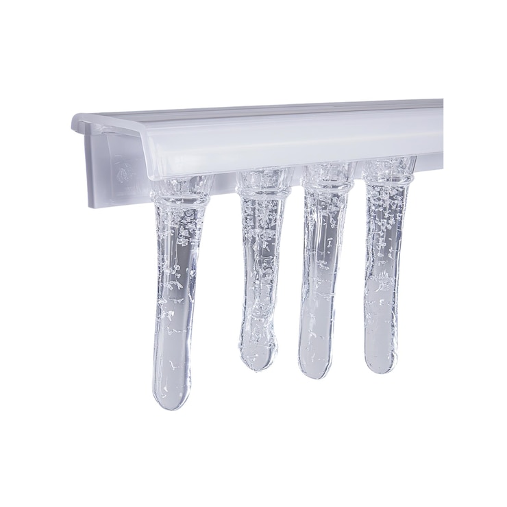 PSD closeup of plastic icicle decorations