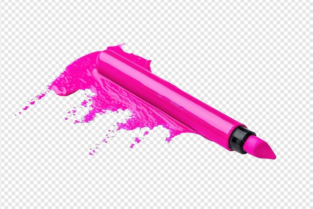 CloseUp de un resaltador rosado en una página de un cuaderno que muestra su tinta vibrante para un resaltado claro con aislado en un fondo transparente
