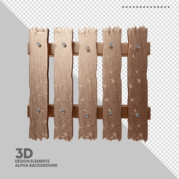 PSD clôture 3d en bois isolée pour la composition