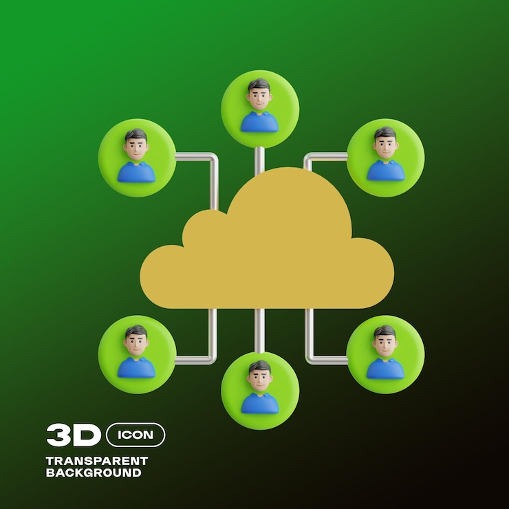PSD cloud algorithm 3d icon png template