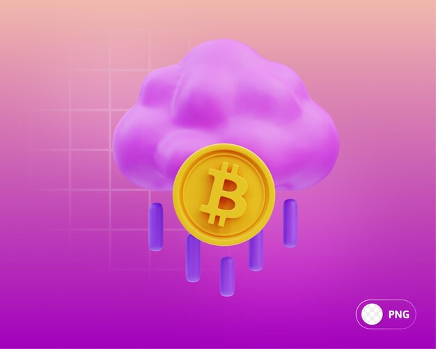 Cloud-Bitcoin-Kryptowährung 3D-Illustration